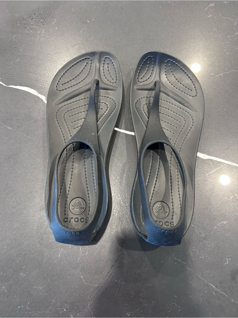 Crocs Serena Sexi Black Thong Slingback Flip Flop Sandals Flexible Lightweight